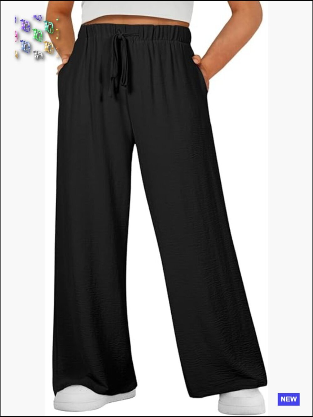 Wide Leg Palazzo Pants High Waist Drawstring Casual Loose Plus Size 1X-5X With